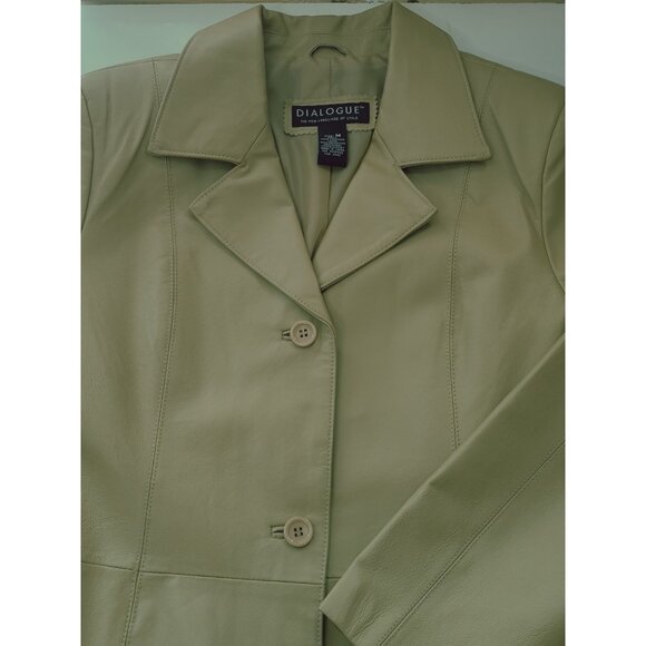 Vintage Dialogue Women's Brown Tan 100% Leather Jacket Size M Classic Style - Picture 15 of 16